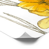 California Poppy Flowers Wildflower Drawing Poster (Hoek)