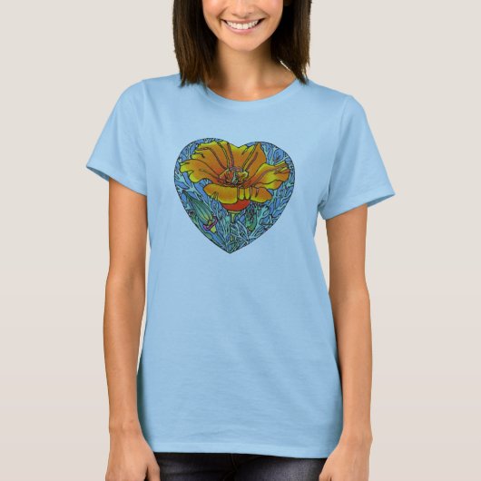 California Poppy Heart T-shirt (Voorkant)