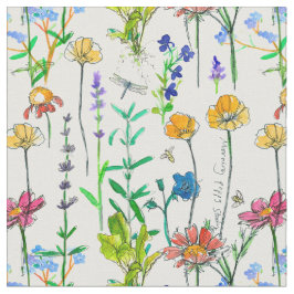 California Poppy Herbs Rosemary Lavender Honey Bee Stof