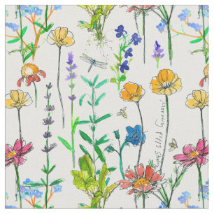 California Poppy Herbs Rosemary Lavender Honey Bee Stof