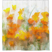 California Poppy Impressionistic Art Douchegordijn (Voorkant)