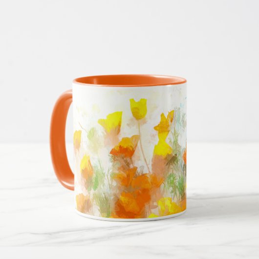 California Poppy Impressionistic Art Mok (Voorkant links)