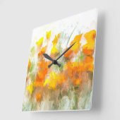 California Poppy Impressionistic Art Vierkante Klok (Hoek)