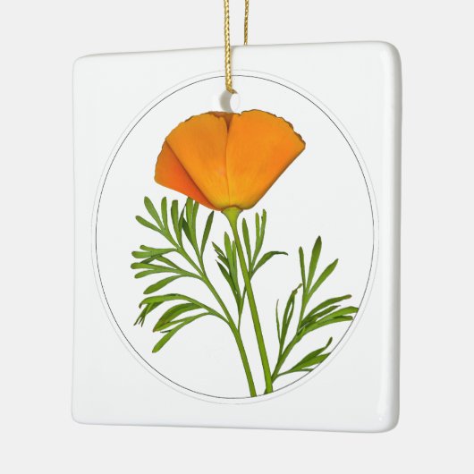 California Poppy in a Circle - Keramisch Ornament (Links)
