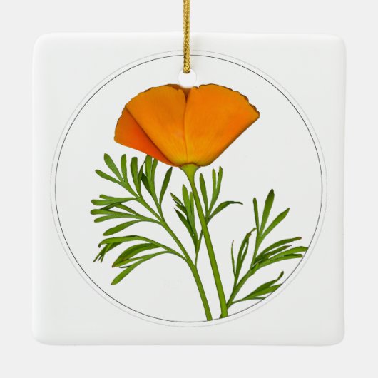 California Poppy in a Circle - Keramisch Ornament (Achterkant)