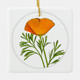 California Poppy in a Circle - Keramisch Ornament