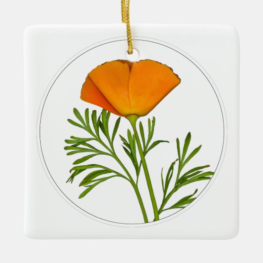 California Poppy in a Circle - Keramisch Ornament (Voorkant)