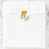 California Poppy in a Circle - Ronde Sticker (Tas)