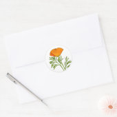 California Poppy in a Circle - Ronde Sticker (Envelop)