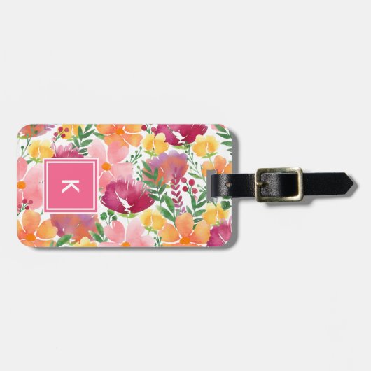 California Poppy Monogram Bagagelabel (Voorkant horizontaal)