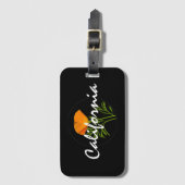 California Poppy on Black met 'California'-tekst Bagagelabel (Voorkant (verticaal))