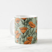 California Poppy Oranje bloempatroon Koffiemok (Voorkant links)