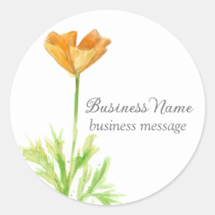 California Poppy Oranje Flower Business Ronde Sticker