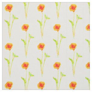 California Poppy Oranje Flower Pattern Stof