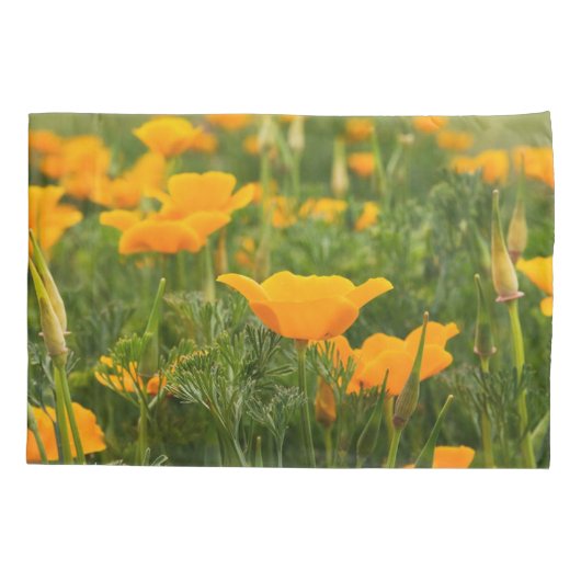 California Poppy Patch Foto Kussensloop (Achterkant)