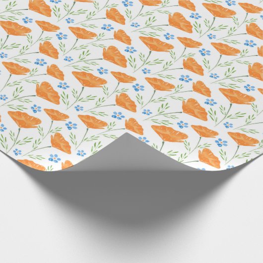 California Poppy Pattern Cadeaupapier (Hoek)