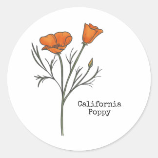 California Poppy Ronde Sticker