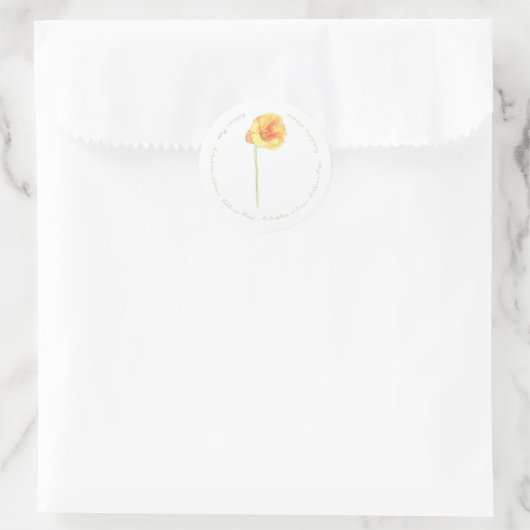 California Poppy Ronde Sticker (Tas)