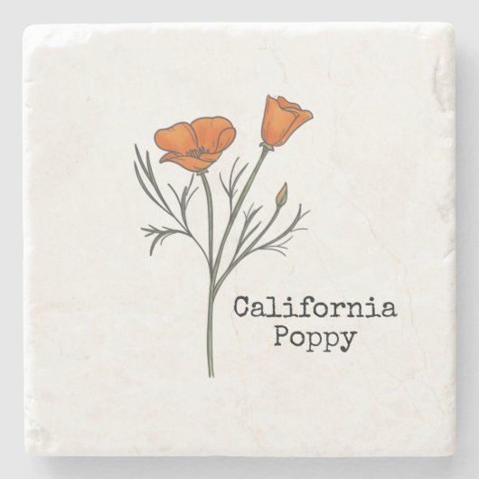 California Poppy Stenen Onderzetter (Voorkant)
