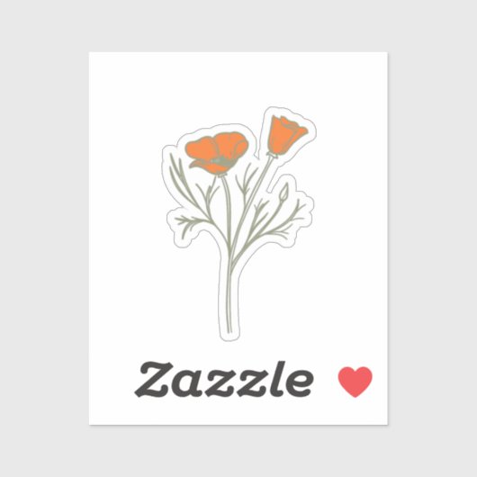 California Poppy Sticker (Vel)