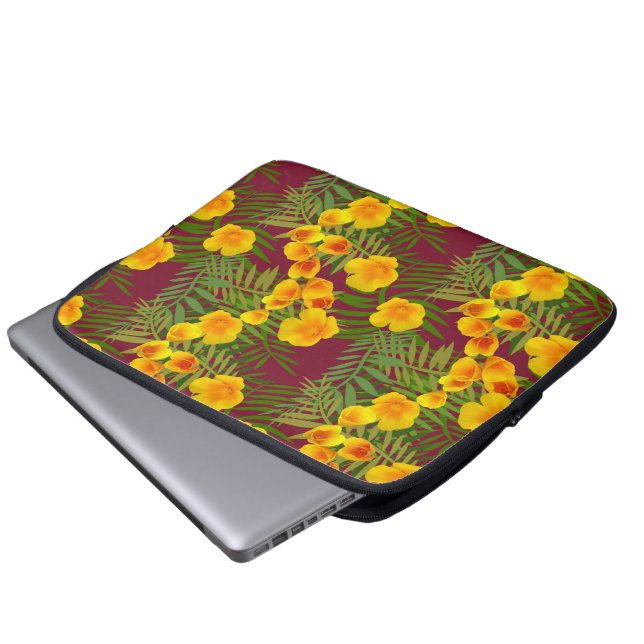 California Poppy Sunshine Laptop Sleeve (Voorkant onderkant)