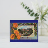 California Poppy Vintage Christmas Feestdagenkaart (Staand voorkant)