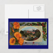 California Poppy Vintage Christmas Feestdagenkaart (Voorkant / Achterkant)