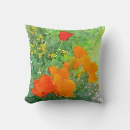 California Poppy Waterverf Pillow Kussen