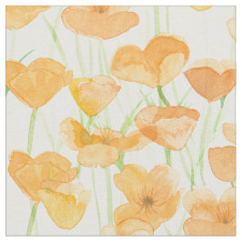 California Poppy Wildflowers Watercolor Floral Stof