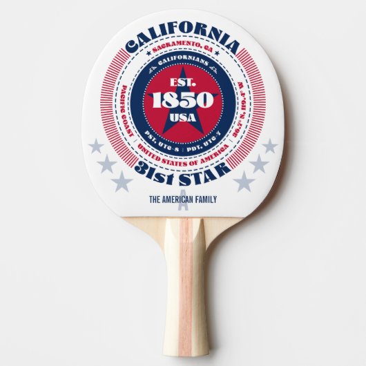California Pride Circular Typography Monogram Tafeltennisbatje (Voorkant)