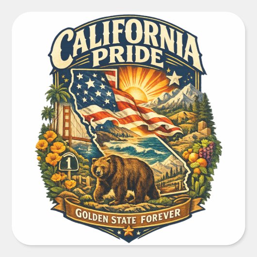 California Pride Golden State Forever Sticker (Voorkant)