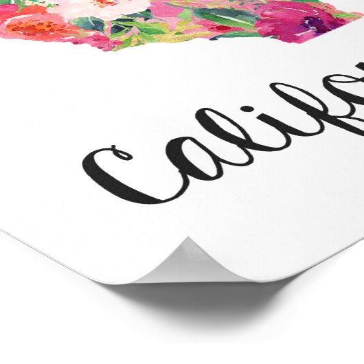 California Print, Floral California Map Poster (Hoek)