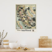 California Products Map 1888 Poster (Keuken)