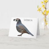 California quail bird cartoon illustration kaart (Gele Bloem)