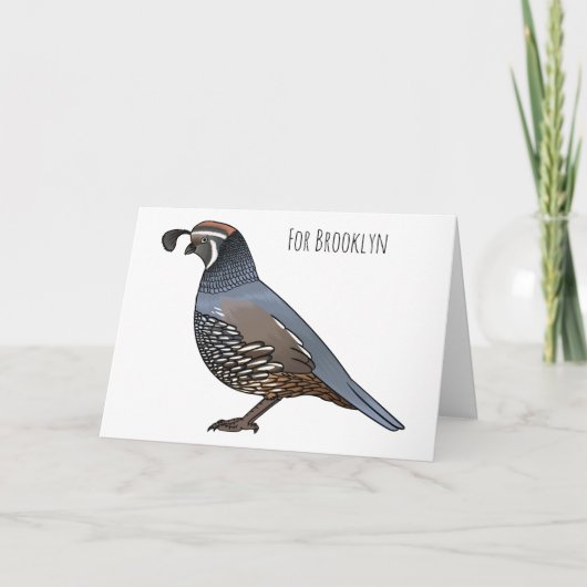 California quail bird cartoon illustration kaart (Voorkant)