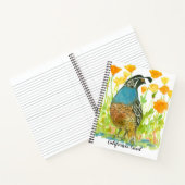 California Quail Bird Poppies Journal Waterverf Notitieboek (Binnen)