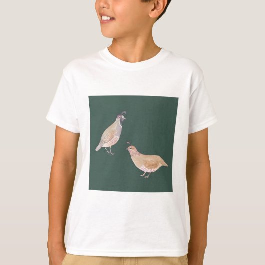California Quail bird species art T-shirt (Voorkant)