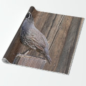 CALIFORNIA QUAIL OP BARNBOARD CADEAUPAPIER (Uitgerold)