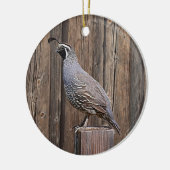 CALIFORNIA QUAIL OP BARNBOARD KERAMISCH ORNAMENT (Links)