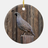 CALIFORNIA QUAIL OP BARNBOARD KERAMISCH ORNAMENT (Achterkant)