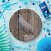 CALIFORNIA QUAIL OP BARNBOARD PAPIEREN BORDJE (Feest)