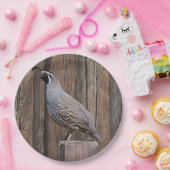 CALIFORNIA QUAIL OP BARNBOARD PAPIEREN BORDJE (Feest)