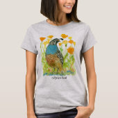 California Quail State Bird Oranje klaprozen T-shirt (Voorkant)