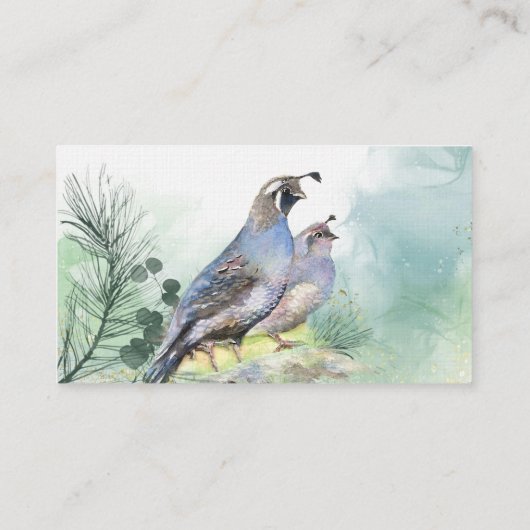 California Quail Visitekaartje Bird Natuur (Achterkant)