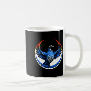 California Quail Wings Up Blauwe Cirkel Embleem T- Koffiemok