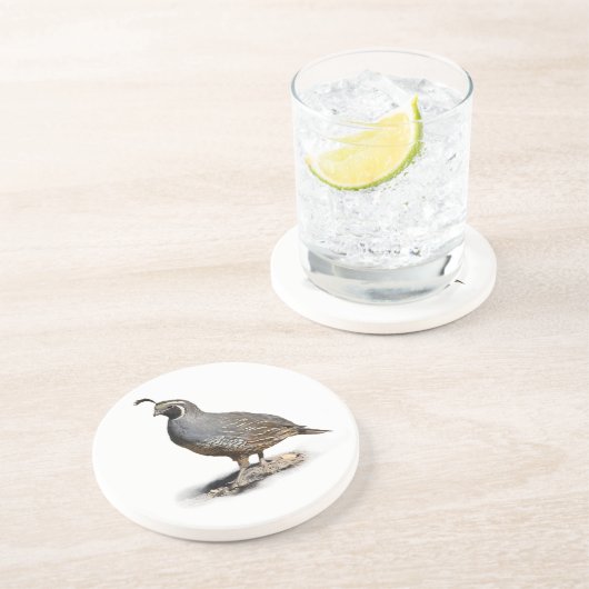 CALIFORNIA QUAIL ZANDSTEEN ONDERZETTER (Zijkant)