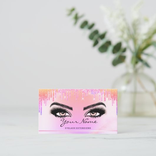 California Rainbow Trendy drupt Lashes-script Visitekaartje (Staand voorkant)