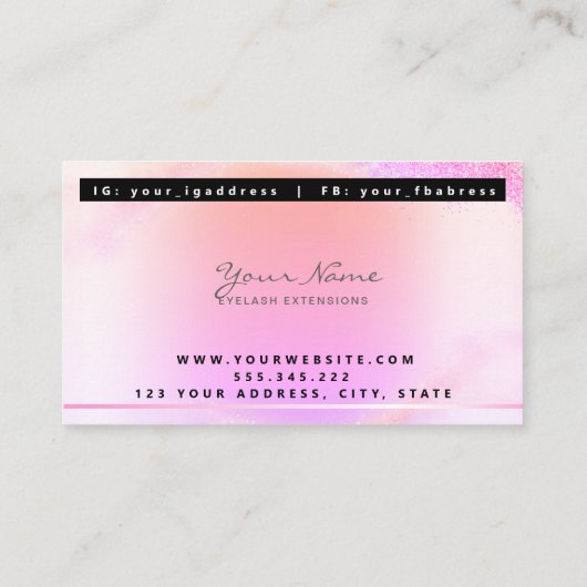 California Rainbow Trendy drupt Lashes-script Visitekaartje (Achterkant)