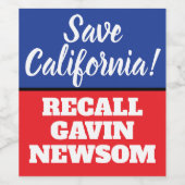 California Recall Gouverneur Newsom Wijn Etiket (Enkel label)