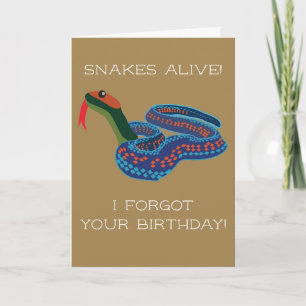 California Red Garter Snake Belated Birthday Card Kaart